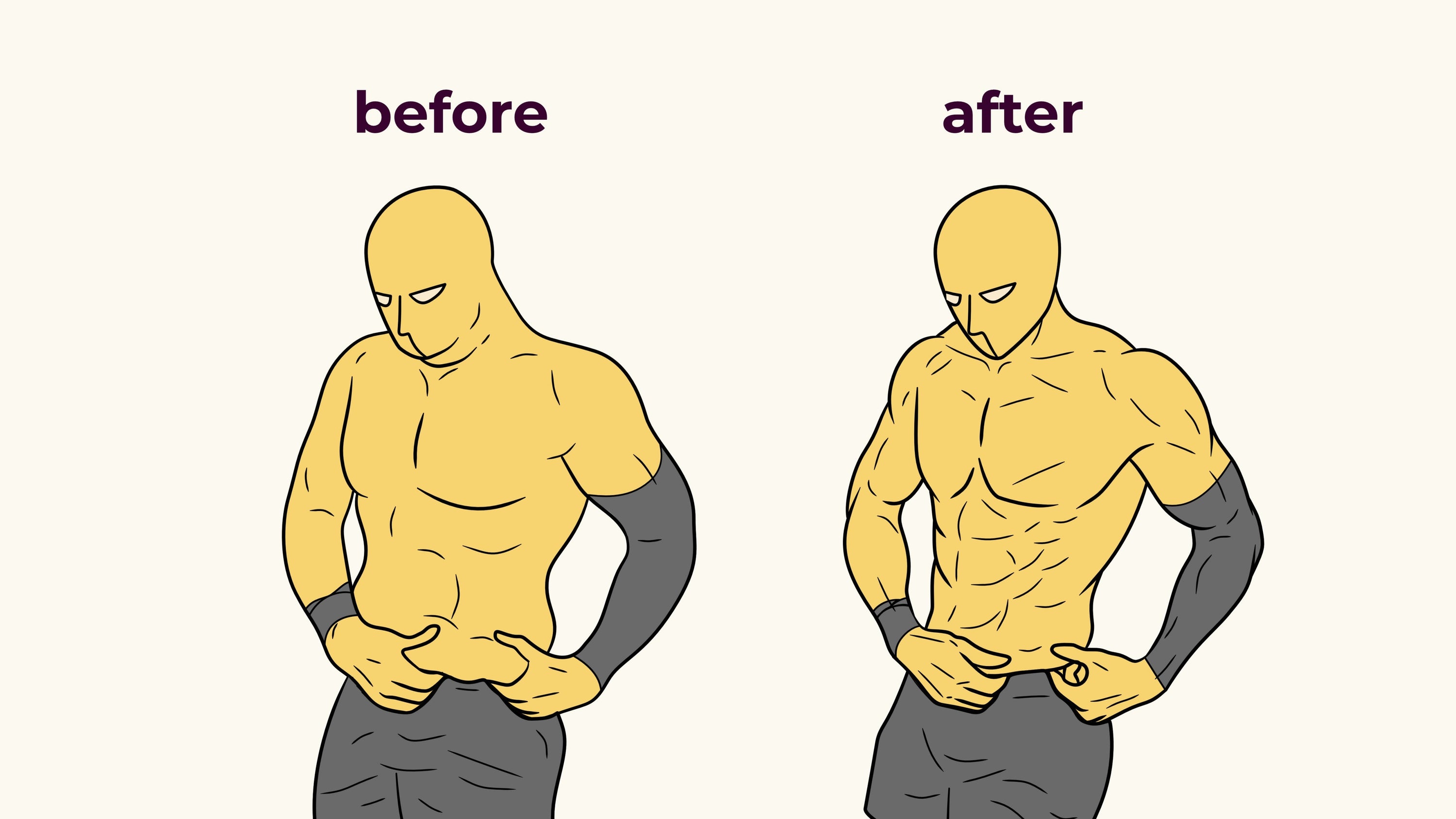 Yellow dude showing belly fat