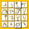 The exercise library: a grid of animated movements, each one plays when tapped.